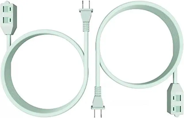 Alt view image 4 of 4 - Oviitech 2 Prong outlet Power Strip, 3 outlet, 8 Ft Extension Cord With Child Safety Slide Outlet Covers,Use in Indoor Rated, Home,Office or Kitchen,Mint Green,2 Pack.