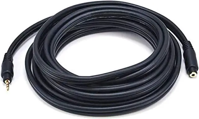Alt view image 8 of 9 - Monoprice 15ft Premium 3.5mm Stereo Male to 3.5mm Stereo Female 22AWG Extension Cable (Gold Plated) - Black
