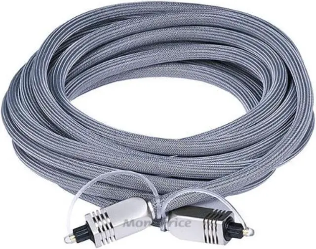 Alt view image 5 of 8 - Monoprice Premium S/PDIF (Toslink) Digital Optical Audio Cable - Silver - 15 Feet | Heavy Duty Mesh Jacket, Metal Connector Heads, For Play Station, Xbox one, Home theater & More Gray