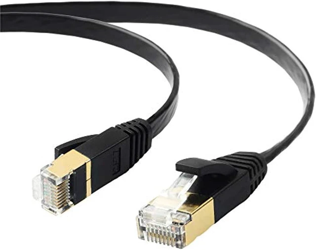 Main image of edimax pro-grade cat7 shielded flat ethernet cable u/ftp design ea3 series - 10gbps 600mhz throughput, true 100% oxygen-free copper with shielded twister pairs, rj45, 3.28ft / 1m, black (2-pack)
