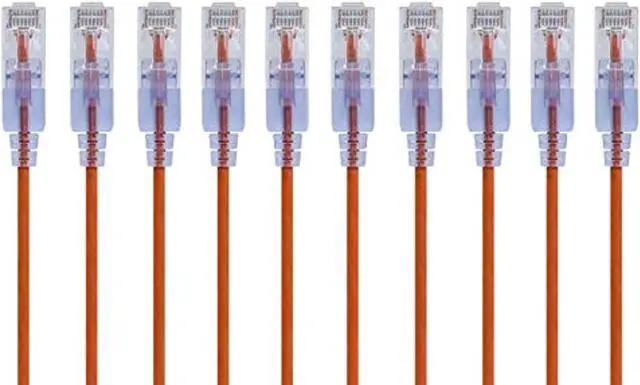 Alt view image 12 of 13 - Monoprice SlimRun Cat6A Ethernet Patch Cable - Network Internet Cord - RJ45, Stranded, UTP, Pure Bare Copper Wire, 30AWG, 2ft, Orange, 10-Pack