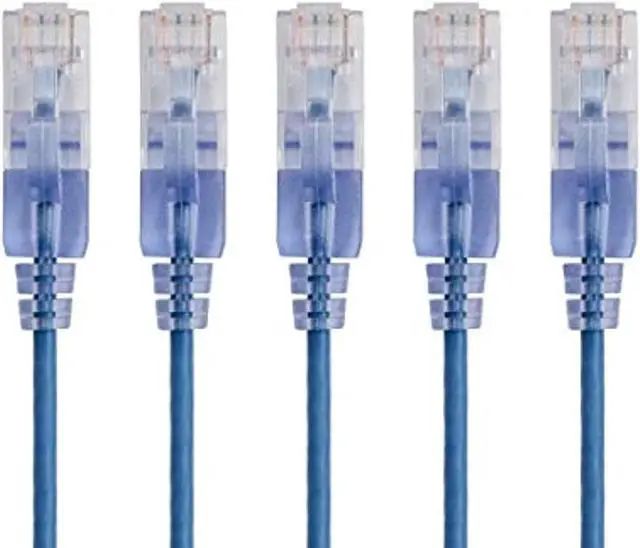 Alt view image 6 of 8 - Monoprice Cat6A Ethernet Patch Cable - 2 Feet - Blue | Network Internet Cord - (5 Pack) RJ45, Stranded, UTP, Pure Bare Copper Wire, 30AWG - SlimRun Series