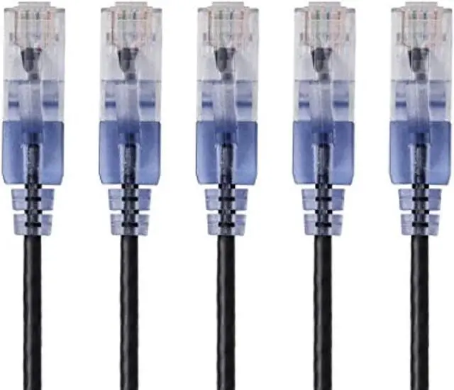 Alt view image 7 of 8 - Monoprice SlimRun Cat6A Ethernet Patch Cable - Network Internet Cord - RJ45, Stranded, UTP, Pure Bare Copper Wire, 30AWG, 2ft, Black, 5-Pack