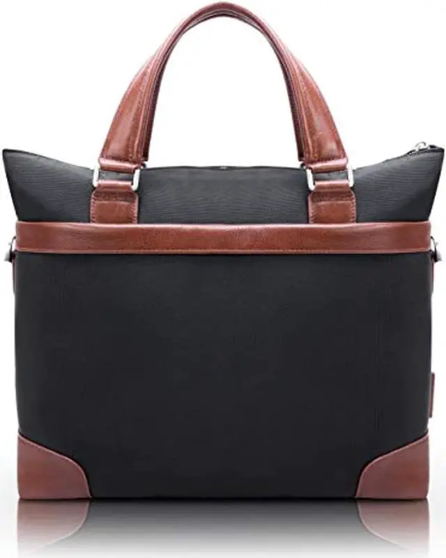 Alt view image 2 of 2 - mcklein eastward, 1680d ballistic nylon with leather trim, 15" nylon, twotone, laptop & tablet briefcase, black 78395