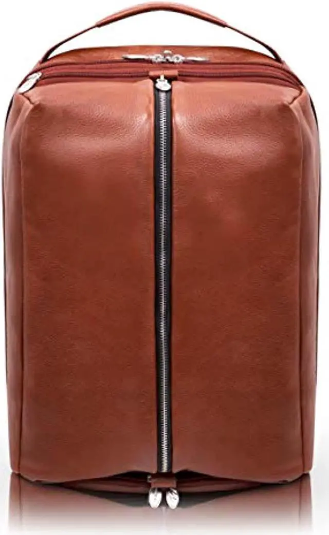 Main image of mckleinusa south shore pebble grain calfskin leather 17" carry-all laptop & tablet overnight backpack brown (18884) 12.5"x7"x18"