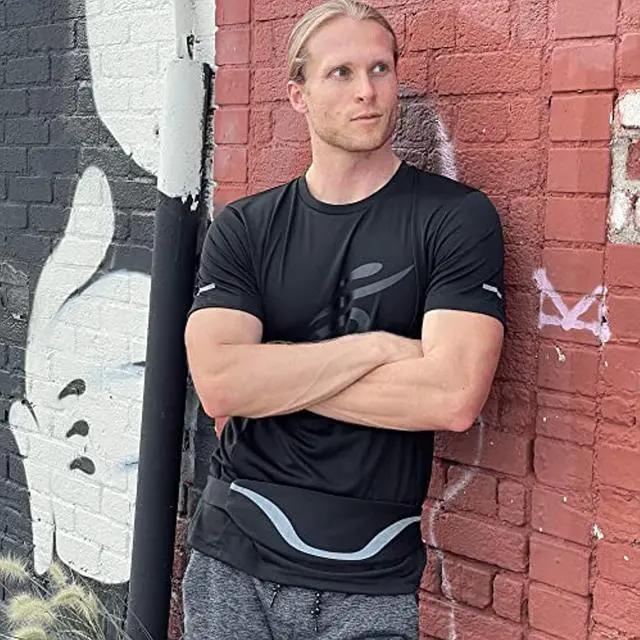 Main image of jupitergear water-resistant sport waist pack running belt with reflective strip - black