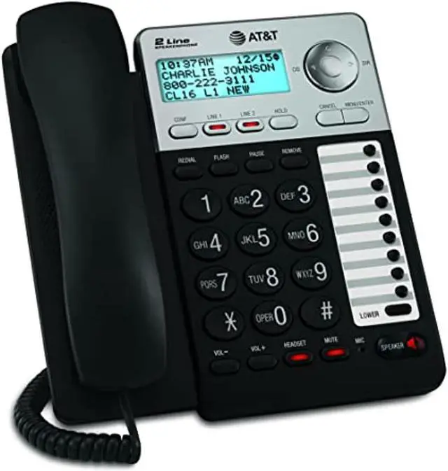 Main image of at&t ml17929 2-line corded telephone, black