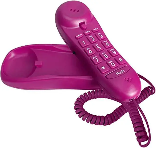 Main image of slimline purple colored phone for wall or desk with memory