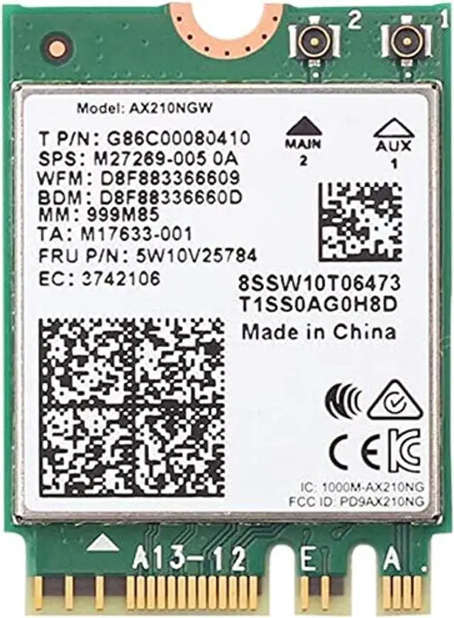 Main image of digiparts ax210ngw wifi card, wifi 6e ax210ngw m.2 2230 wireless wifi card bt5.2 802.11ax tri-band 160mhz 2x2 mu-mimo ax210 3000mbps ngff, support windows 10 64bit, m.2/ngff