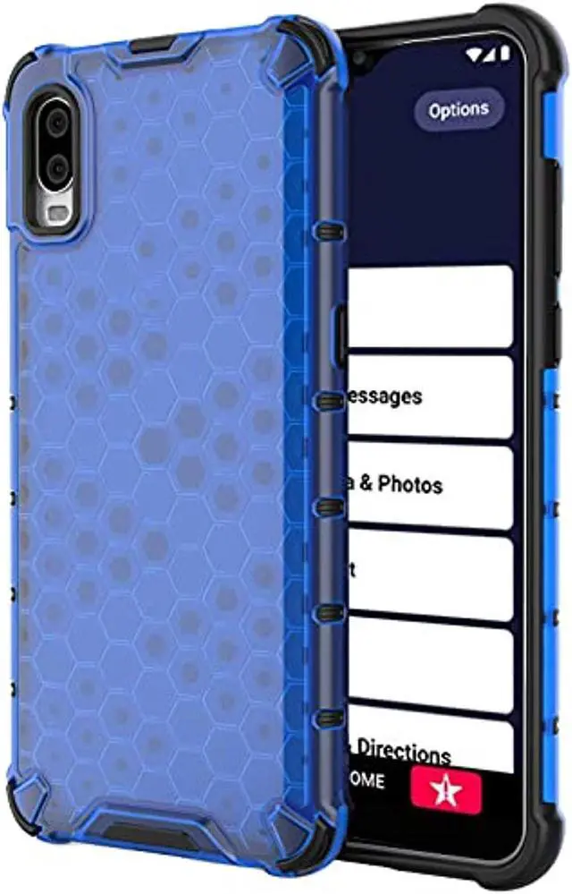 Main image of case for jitterbug smart3 phone, nakedcellphone [honeycomb hybrid series] dual-layer cover [anti-shock] for jitterbug smart 3 (2021) for seniors (aka lively smart) - electric blue