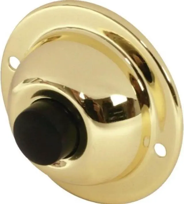 Alt view image 2 of 2 - Lee Electric, BC201, Brass, Wired Classic 2-1/4" Round Push Button, With Black Button For Bell