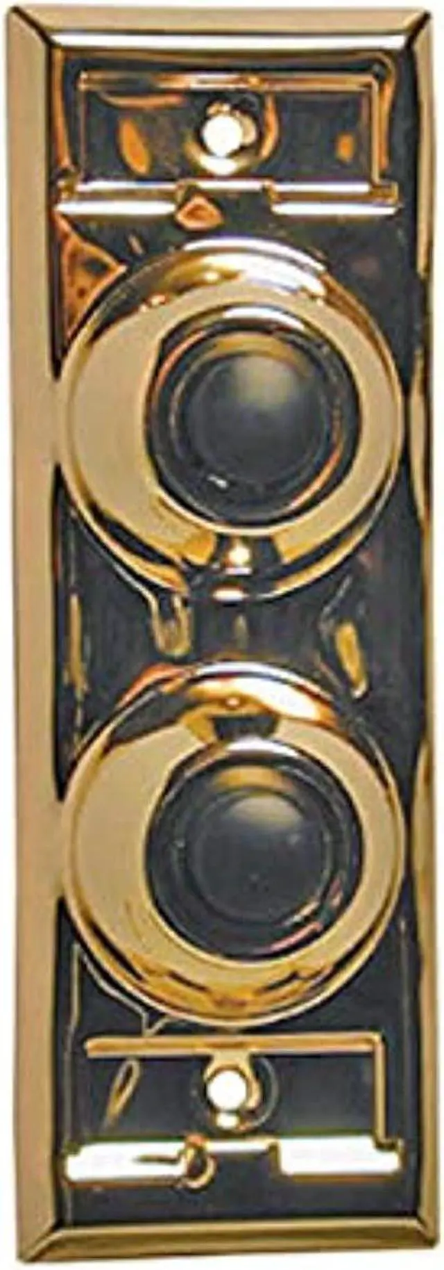 Alt view image 2 of 2 - Lee Electric, BC203, Brass, Wired Classic Two Gang Family Unlighted Push Button, With Black Button For Bell