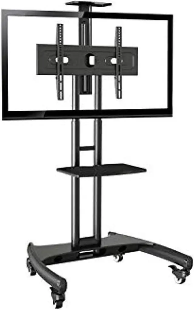Alt view image 8 of 13 - Rocelco VSTC Standard Rolling, Mobile TV Cart Mount (Black) Mobile Cart