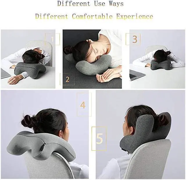 Alt view image 5 of 7 - Travel Neck Pillow Memory Foam Neck Pillow, Travel Pillow for Airplanes Car Camping Office School Head Neck Pillow Soft Sleep Desk Nap Pillow with Breathable Cover (Grey)