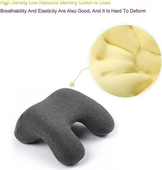 Alt view image 6 of 7 - Travel Neck Pillow Memory Foam Neck Pillow, Travel Pillow for Airplanes Car Camping Office School Head Neck Pillow Soft Sleep Desk Nap Pillow with Breathable Cover (Grey)