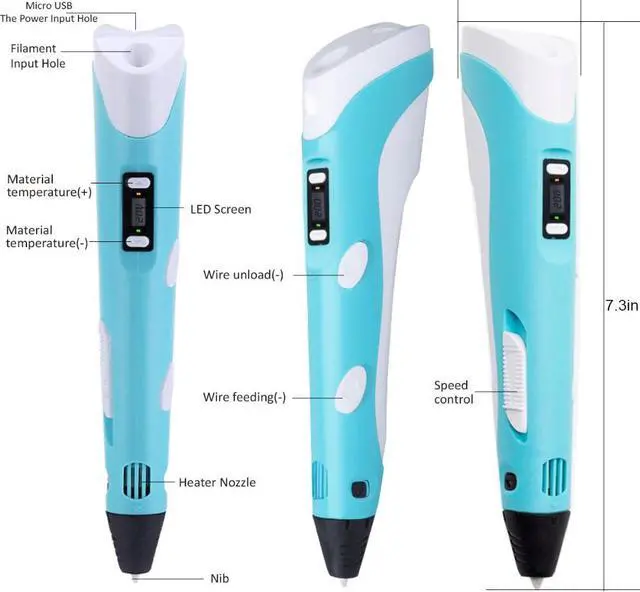 Alt view image 3 of 6 - 3D Printing Pen DIY 3D Pen With ABS/PLA Filament Refills Arts 3D Drawing Pen Creative Gift For Kids Design Painting Drawing