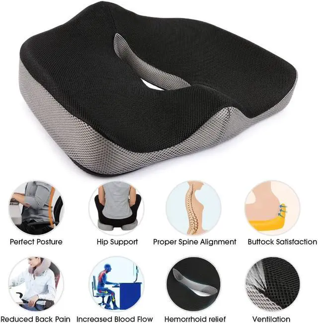 Alt view image 2 of 7 - Gaming Chair Seat Cushion, Ergonomic Orthopedic Comfort Pad, Ideal Pillow for Office Desk Chair, Wheelchair, Car & Truck