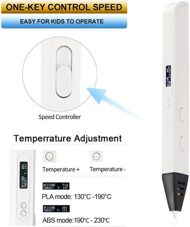 Alt view image 6 of 7 - 3D Printing pen DIY 3D Pen With ABS/PLA Filament Refills Arts 3D Drawing Pen Creative Gift For Kids Design Painting Drawing