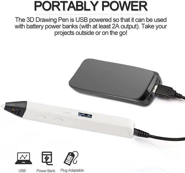 Alt view image 7 of 7 - 3D Printing pen DIY 3D Pen With ABS/PLA Filament Refills Arts 3D Drawing Pen Creative Gift For Kids Design Painting Drawing