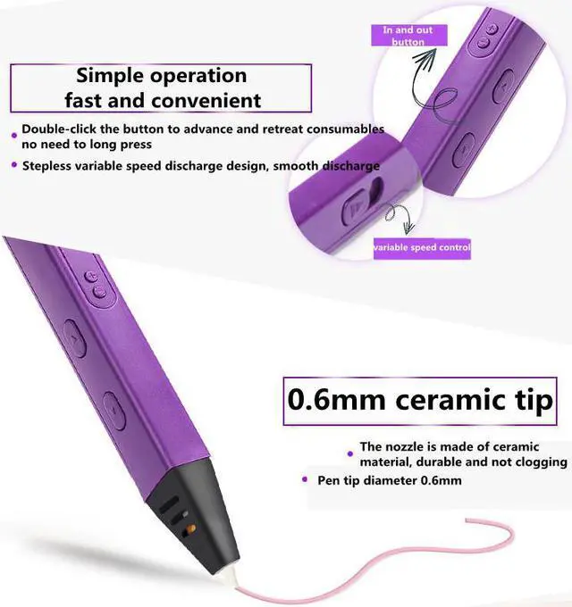 Alt view image 5 of 7 - 3D Printing pen DIY 3D Pen With ABS/PLA Filament Refills Arts 3D Drawing Pen Creative Gift For Kids Design Painting Drawing