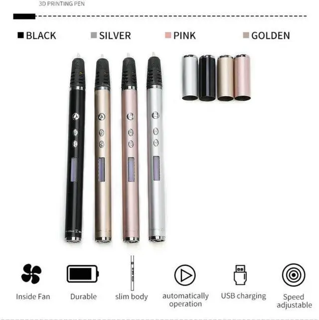 Alt view image 3 of 7 - 3D Pen Scribble Pen OLED PLA ABS Filament 3D Printer Christmas Presents Lapiz 3D Printing Pen for School 3D Pencil Gadget Black