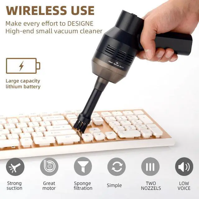 Alt view image 3 of 7 - WTS Mini Vacuum Cleaner Small Handheld Vacuum Cordless,USB Charging Dust Busters,Easy to Clean Desktop, Keyboard, Drawer, Car Interior, Pet Hair and Other Crevices