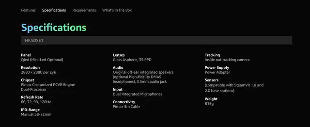 Alt view image 5 of 8 - Pimax Crystal Light VR Headsets with local dimming - With controllers - High-end PCVR - Dual QLED + mini-Led Panels with MAX 120Hz and 5760x2880 Resolution