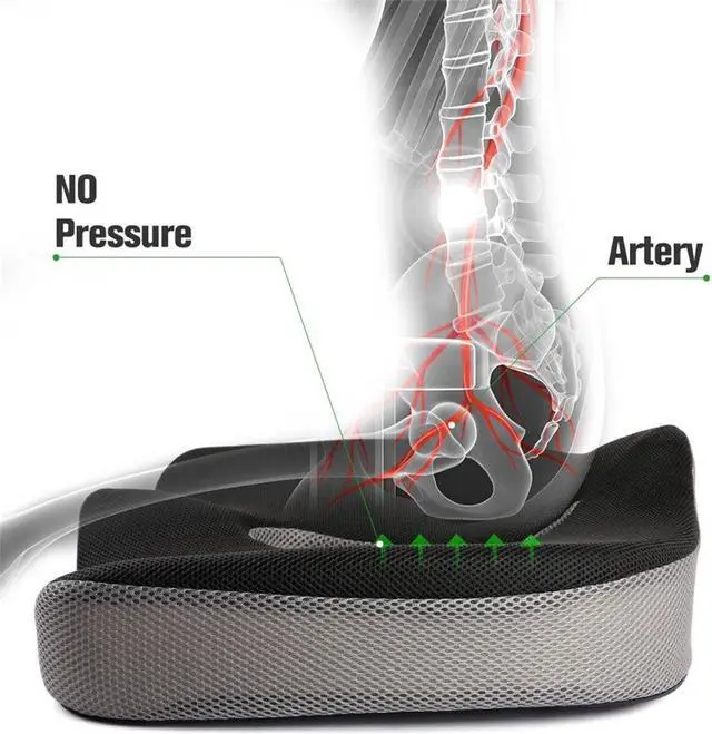 Alt view image 3 of 7 - Seat Cushion Memory Foam Coccyx Pad Tailbone Sciatica Lower Back Pain Relief for Office Desk Chairs Car Seat