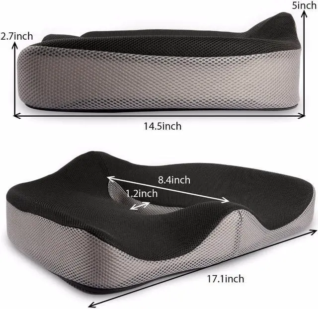 Alt view image 4 of 7 - Seat Cushion Memory Foam Coccyx Pad Tailbone Sciatica Lower Back Pain Relief for Office Desk Chairs Car Seat