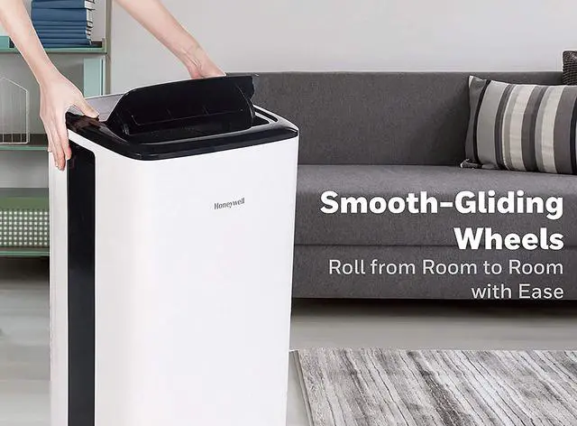 Alt view image 3 of 5 - Honeywell HF08CESWK 8,000 BTU Compact Portable Air Conditioner w/ Dehumidifier & Fan Cools Rooms Up To 350 Sq.Ft. w/ Drain Pan & Insulation Tape