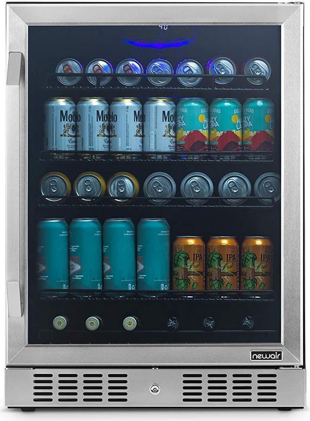 NewAir 24 Built-in 177 Can Beverage Fridge - Black Stainless Steel