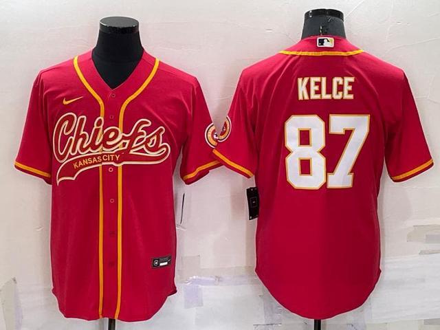 NFL Kansas City Chiefs Travis Kelce Jersey No.87 Baseball Team Shirts for  Men X-Large 