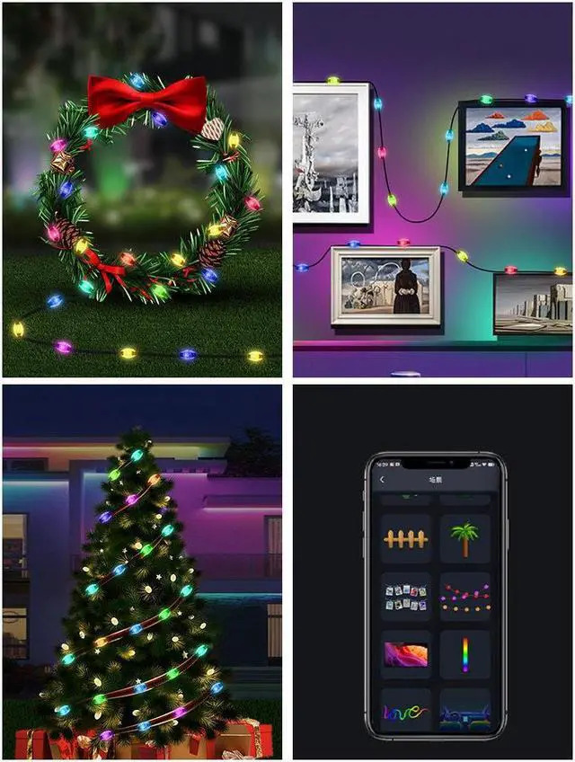 Alt view image 7 of 7 - USB Powered Fairy Lights Color Changing,33FT 66 LED RGB String Lights,Smart App and Remote Control,IP65 Waterproof,Ideal for Bedroom Party Festival Indoor Outdoor Decor