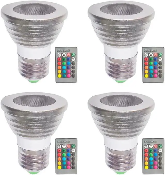 Main image of LED Light Bulb E27 3W RGB Spotlight with IR Remote Control 4pack