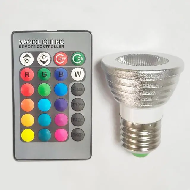Alt view image 2 of 7 - LED Light Bulb E27 3W RGB Spotlight with IR Remote Control 4pack