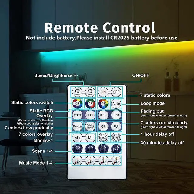 Alt view image 3 of 7 - Music Color Changing Strip Lights with Remote and App Control RGB Strip 15M