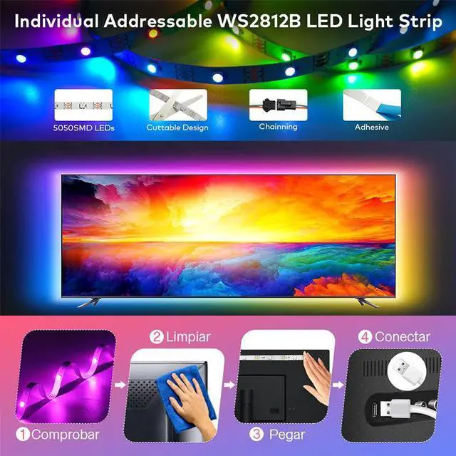 Alt view image 4 of 7 - Music Color Changing Strip Lights with Remote and App Control RGB Strip 15M
