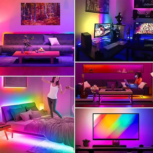 Alt view image 7 of 7 - Music Color Changing Strip Lights with Remote and App Control RGB Strip 15M