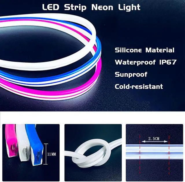 Alt view image 6 of 7 - LED neon light strip 12V 2835 flexible waterproof strip 1M(white)