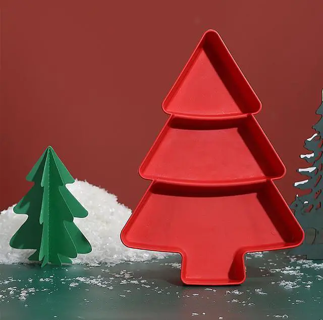 Alt view image 6 of 7 - Christmas Tree Trunk Fruit Plate, Christmas Tree Shape Platter, Fruit Plate,Christmas Tree Shaped Platters,Plastic Plate Snack Dishes Bowl Breakfast Tray, Wedding Party Dessert Tray