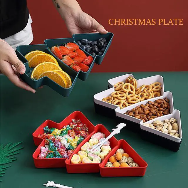 Alt view image 2 of 7 - Christmas Tree Trunk Fruit Plate, Christmas Tree Shape Platter, Fruit Plate,Christmas Tree Shaped Platters,Plastic Plate Snack Dishes Bowl Breakfast Tray, Wedding Party Dessert Tray