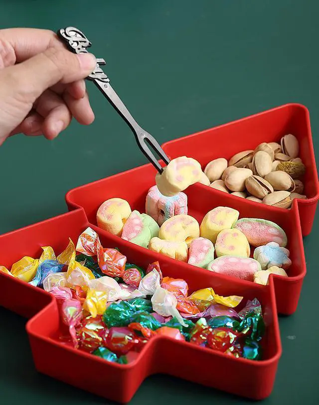 Alt view image 5 of 7 - Christmas Tree Trunk Fruit Plate, Christmas Tree Shape Platter, Fruit Plate,Christmas Tree Shaped Platters,Plastic Plate Snack Dishes Bowl Breakfast Tray, Wedding Party Dessert Tray