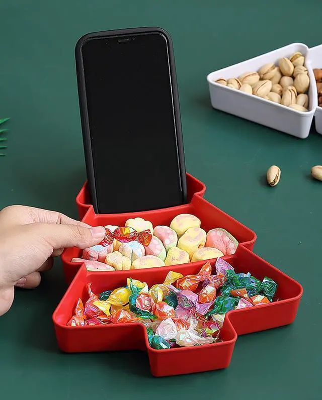 Alt view image 4 of 7 - Christmas Tree Trunk Fruit Plate, Christmas Tree Shape Platter, Fruit Plate,Christmas Tree Shaped Platters,Plastic Plate Snack Dishes Bowl Breakfast Tray, Wedding Party Dessert Tray