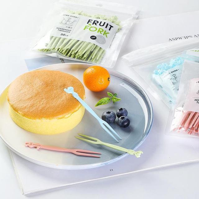 Alt view image 6 of 7 - 150PCS Plastic Fruit Forks, Mini Cake Forks Tasting Appetizer Cocktail Forks Picks Small Dessert Food Picks Sticks
