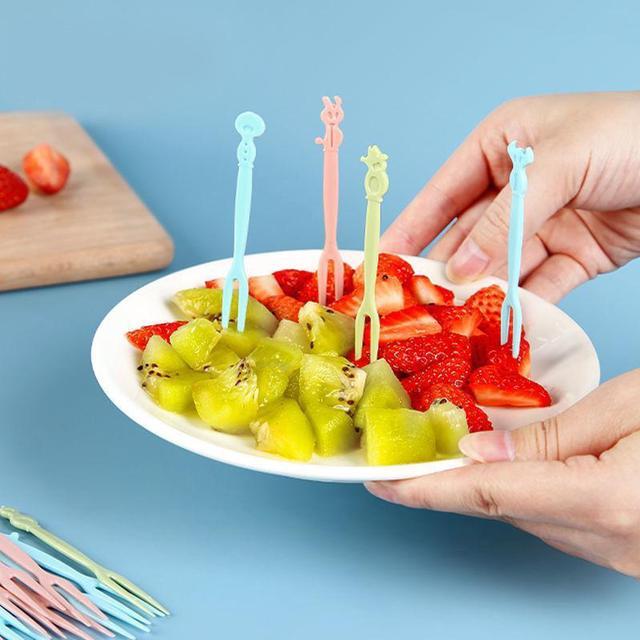 Alt view image 7 of 7 - 150PCS Plastic Fruit Forks, Mini Cake Forks Tasting Appetizer Cocktail Forks Picks Small Dessert Food Picks Sticks