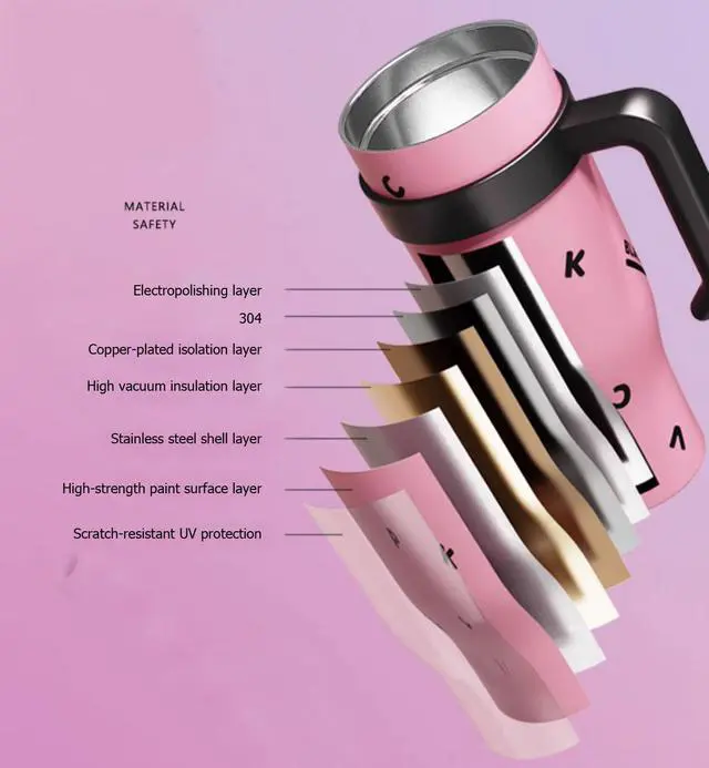 Alt view image 5 of 7 - 40 oz Tumbler with Handle, Insulated Tumblers with Lid and Straw, Large Metal Sports Water Bottle Jug, Thermal Stainless Steel Travel Coffee Mug Cup