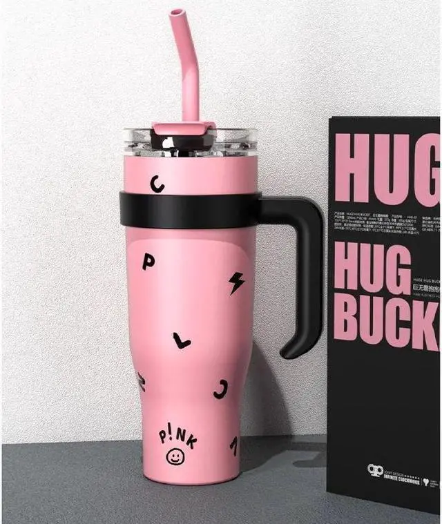 Alt view image 4 of 7 - 40 oz Tumbler with Handle, Insulated Tumblers with Lid and Straw, Large Metal Sports Water Bottle Jug, Thermal Stainless Steel Travel Coffee Mug Cup