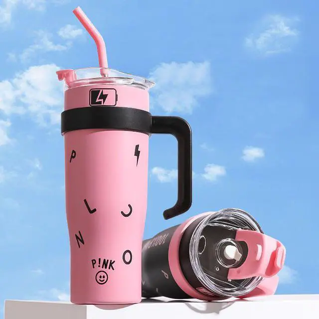 Alt view image 5 of 7 - 40 oz Tumbler with Handle, Insulated Tumblers with Lid and Straw, Large Metal Sports Water Bottle Jug, Thermal Stainless Steel Travel Coffee Mug Cup