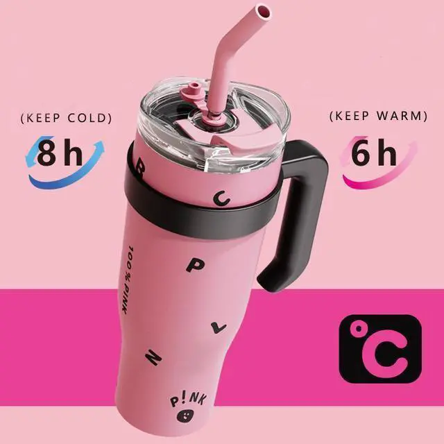 Alt view image 2 of 7 - 40 oz Tumbler with Handle, Insulated Tumblers with Lid and Straw, Large Metal Sports Water Bottle Jug, Thermal Stainless Steel Travel Coffee Mug Cup