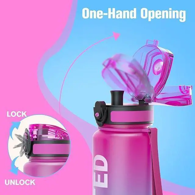Alt view image 3 of 7 - Water Bottle 32oz, Durable and Leakproof Water Bottles Motivational with Time Marker, Tritan, BPA Free, Wide Mouth with Easy Clean Brush for Gym, Travel, Home, School, Office (1 Bottle)